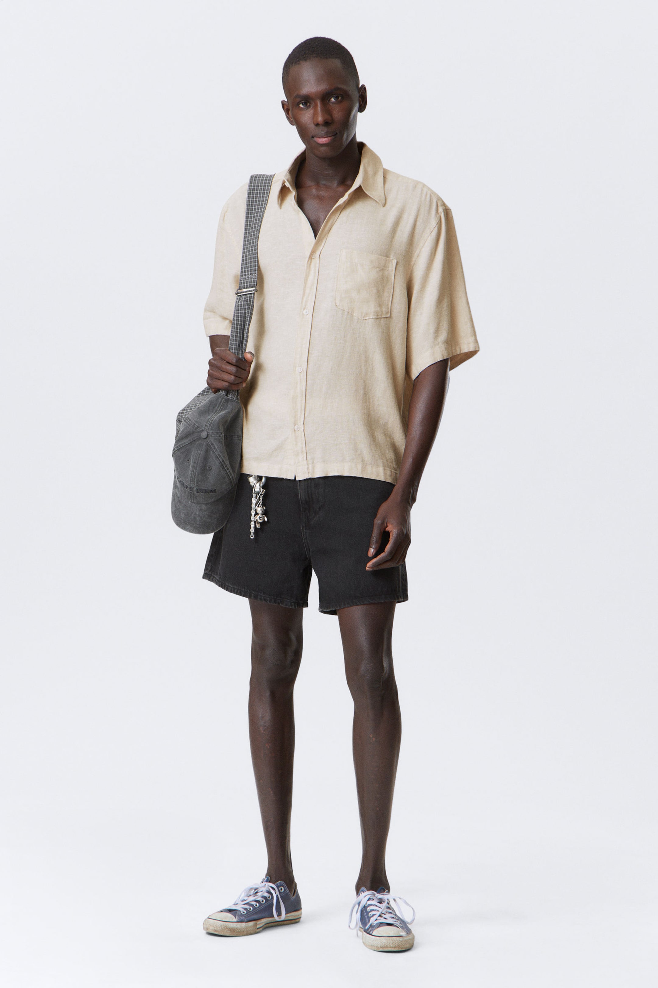#DADACD - Relaxed Short-Sleeved Linen-Blend Shirt - 2