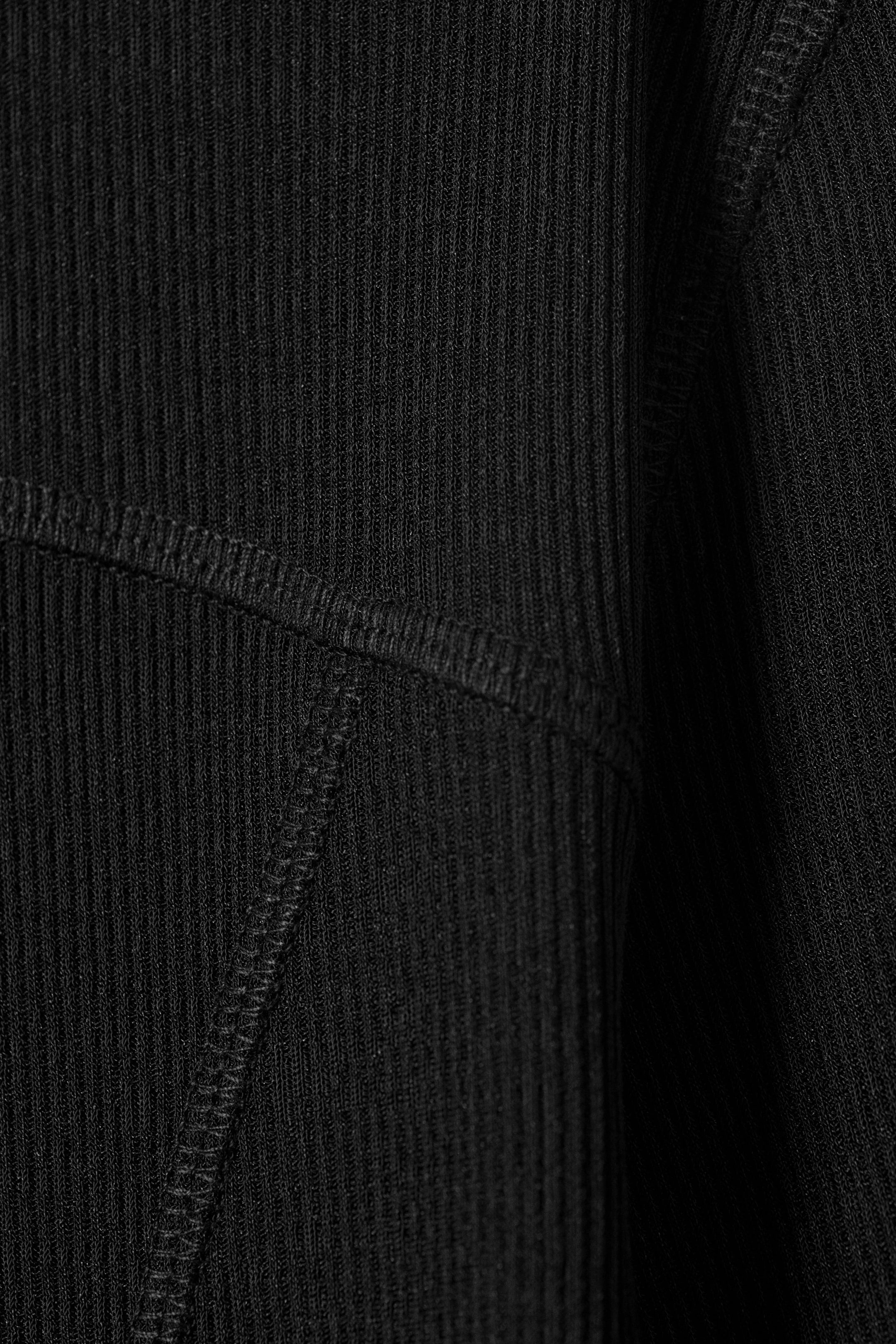 Black - Long-Sleeved Mesh Mock-Neck Top - 7