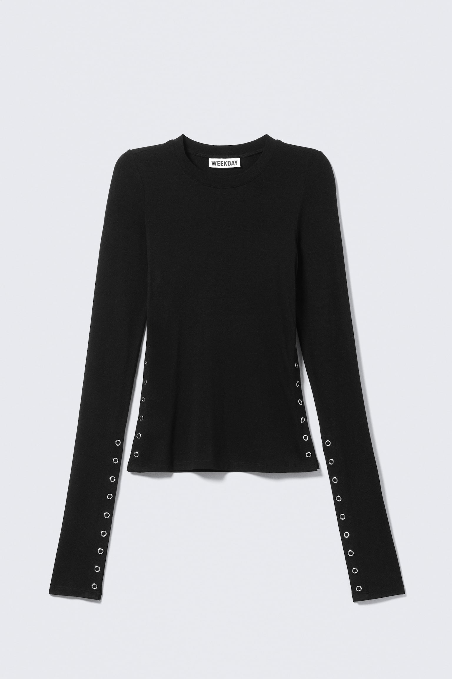 Top slim a maniche lunghe - Nero/Grigio polvere - 2