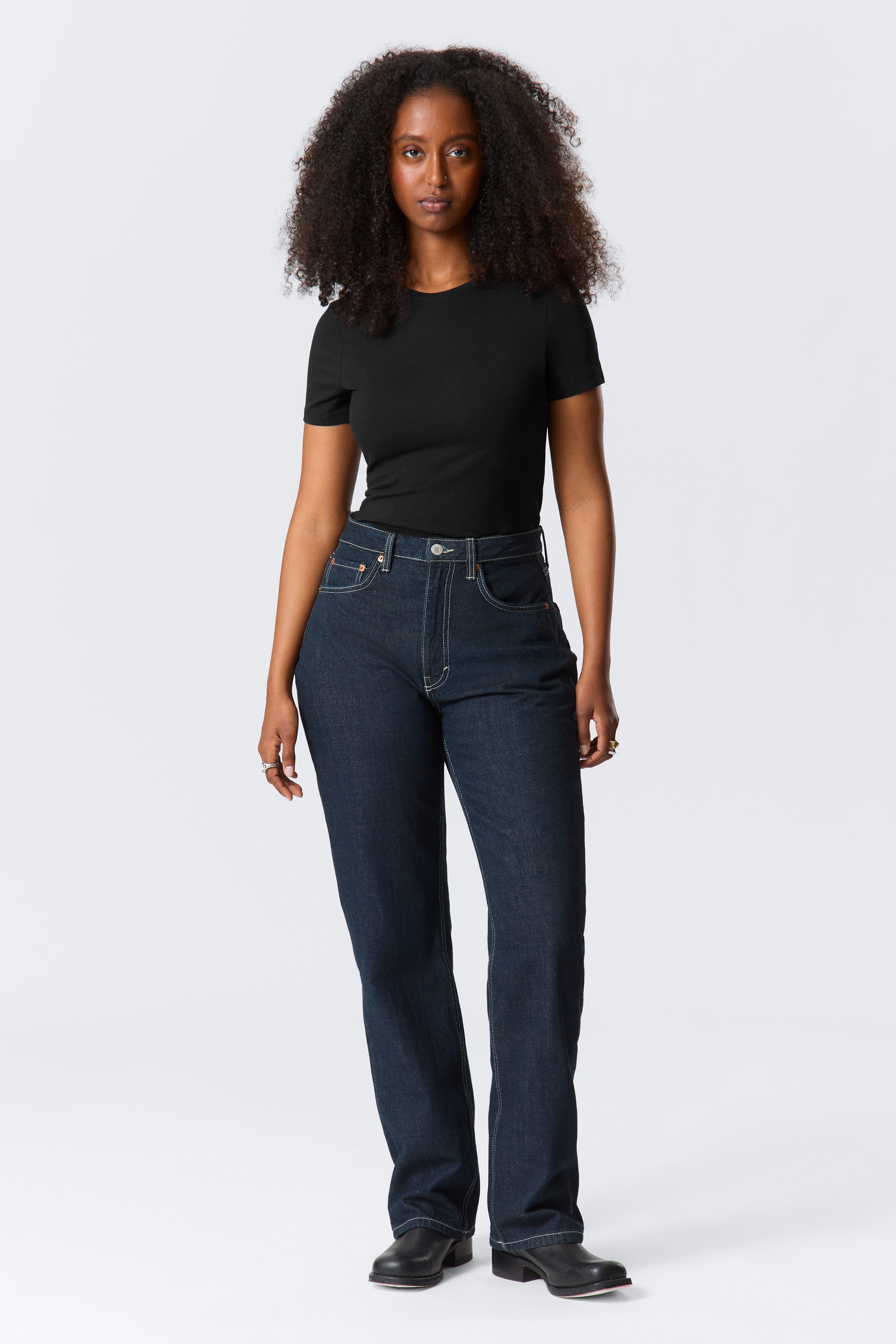 Resolute Curve High Waisted Regular Straight Jeans - Blue Rinse - Ciemnoniebieski/Second Blue - Medium Blue