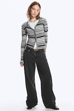 Elegie Black - Noir - Ample jean taille basse à jambe large avec revers - 0