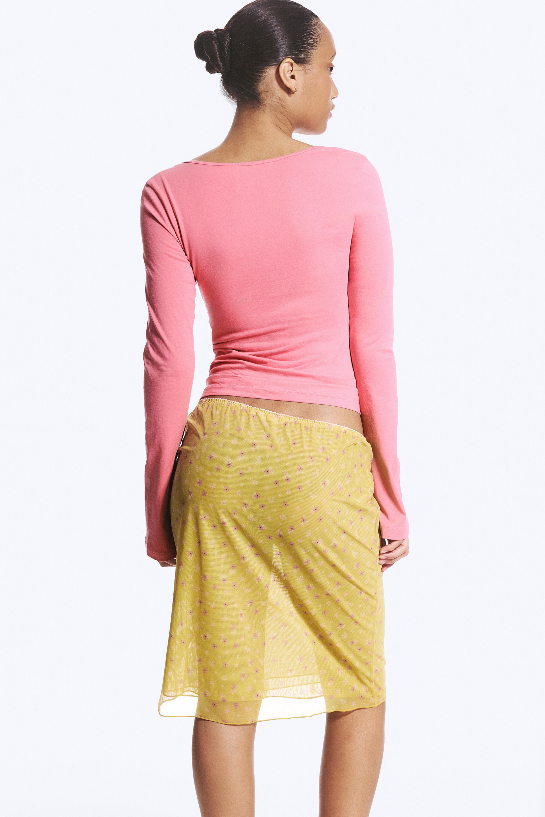 Pink - Slim V‑Neck Jersey Top - 3