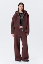 Burgundy - Oversized Scuba Zip-Hoodie - 1