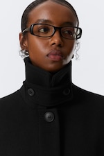 Black - Long Oversized Wool-Blend Coat - 1