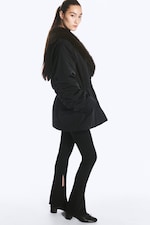 Black - Faux Fur-Collar Padded Jacket - 3