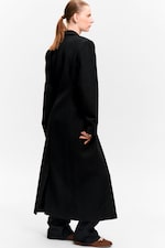 Noir - Manteau ajusté boutonné long - 3