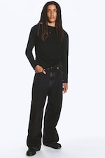 Black Rinse – svart - Astro mid waist baggy jeans i imitert skinn med lommer - 1