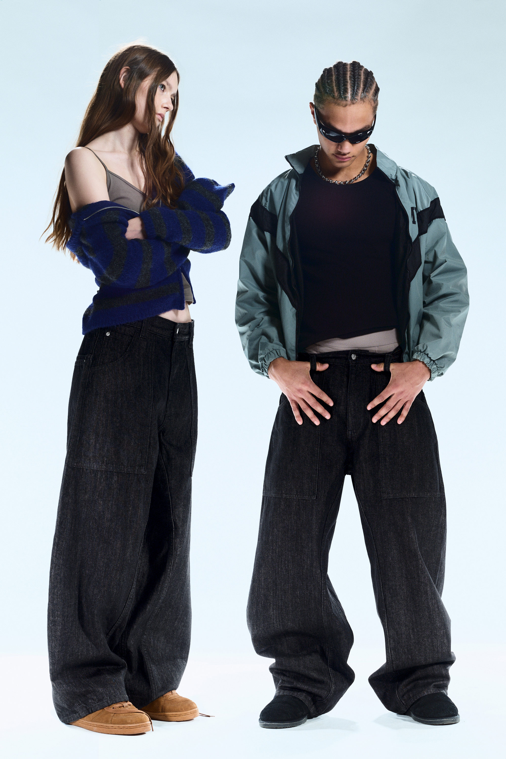 Black Rinse - Black - Dunno Unisex Low Rise Loose Barrel Leg Jeans - 2