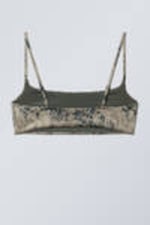Dark Mole Scribble - Printed Pull-Over Scoop Neck Bikini Top - 4