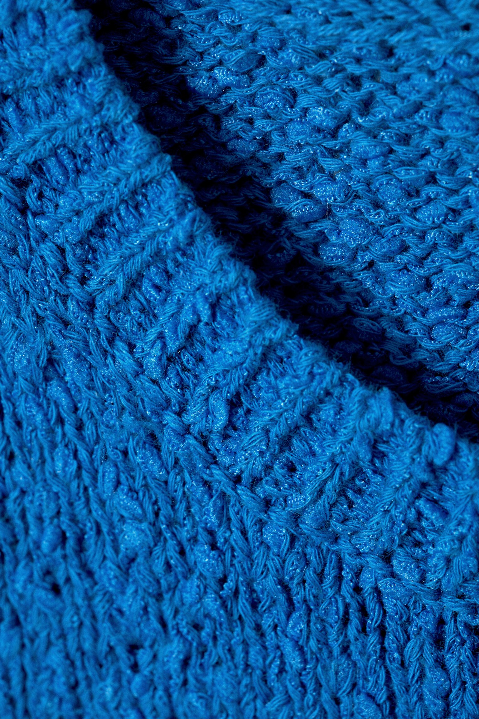 Boxy pletená vesta s texturou - Modrá/Krémová - 6