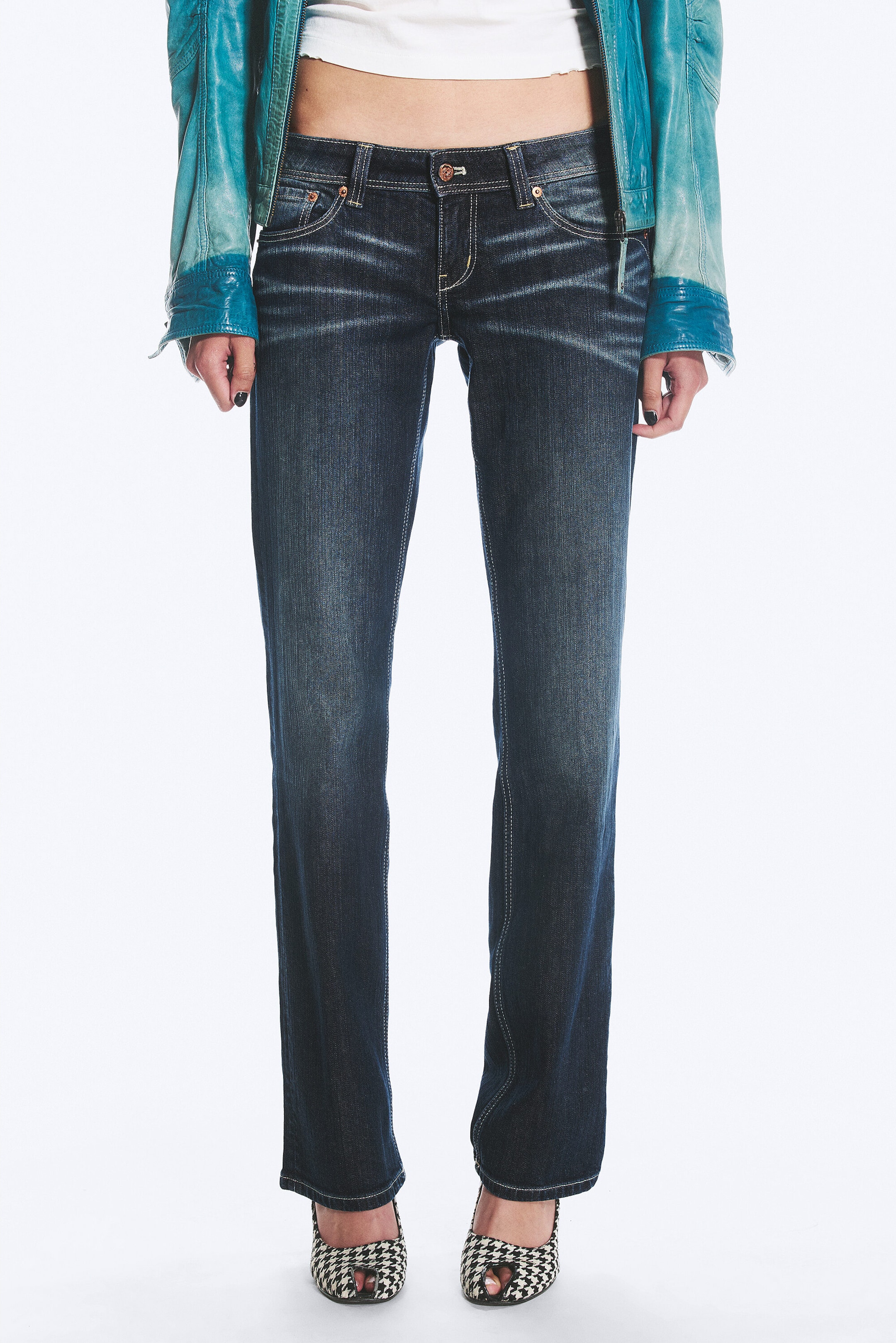 Vintage Slub - Dark Blue - RIOT LOW RISE SLIM FIT BOOTCUT JEANS - 2