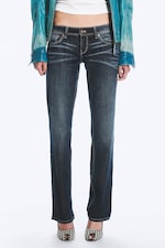 Vintage Slub - Dark Blue - RIOT LOW RISE SLIM FIT BOOTCUT JEANS - 1