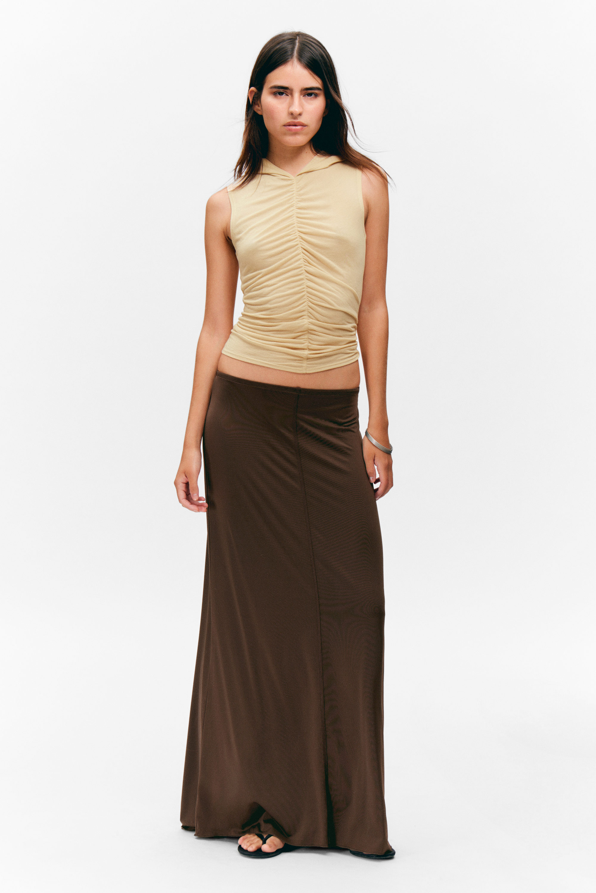 Dark Brown - Maxi Jersey Skirt - 1