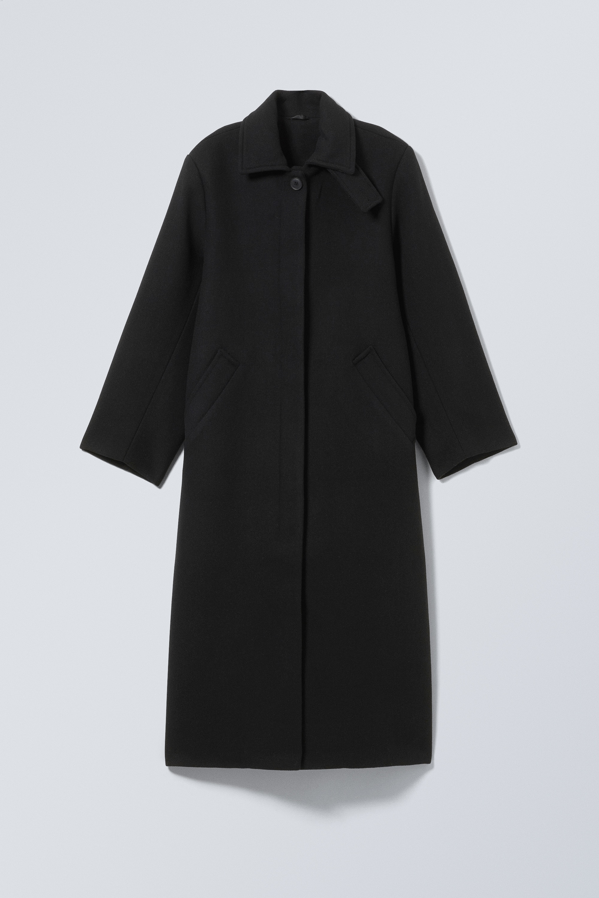 Long Oversized Wool-Blend Coat - Negro