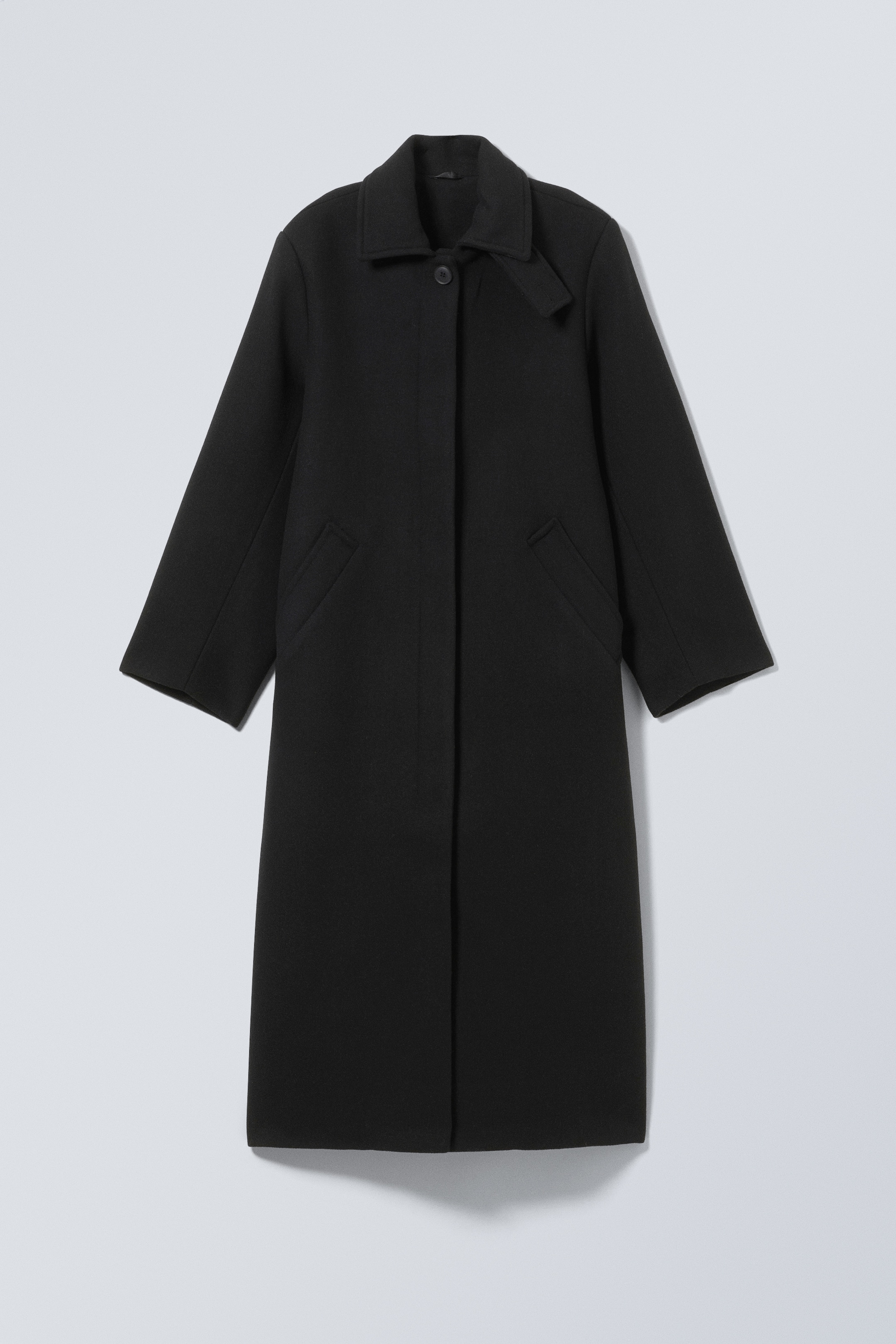 Vis større bilde: Lang oversized kåpe i ullblanding - Svart - DAME | H&M NO 6
