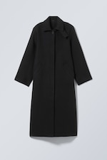 Black - Long Oversized Wool-Blend Coat - 7