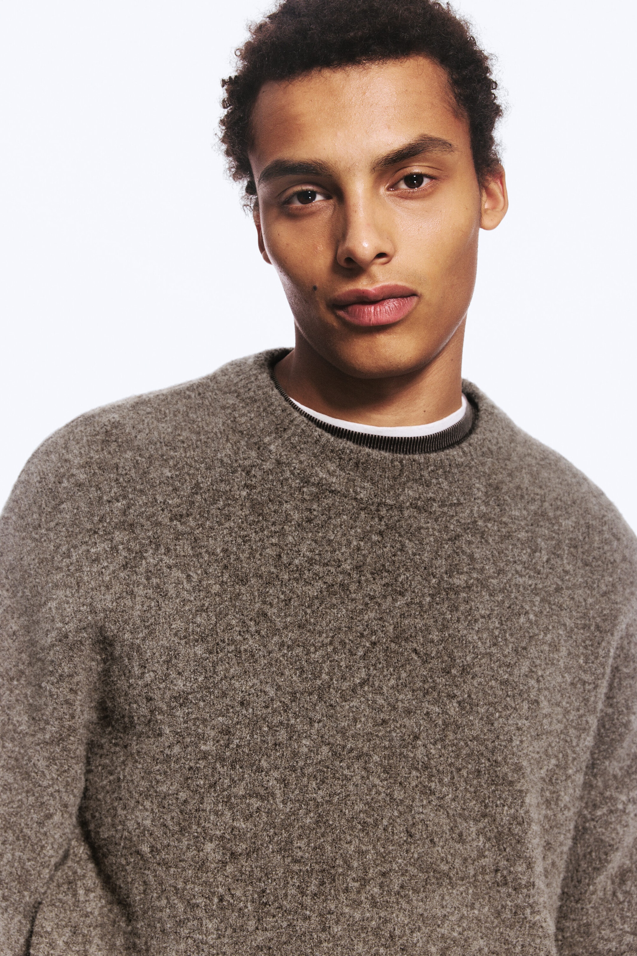Dark Mole - Relaxed Wool-Blend Crew-Neck Sweater - 2