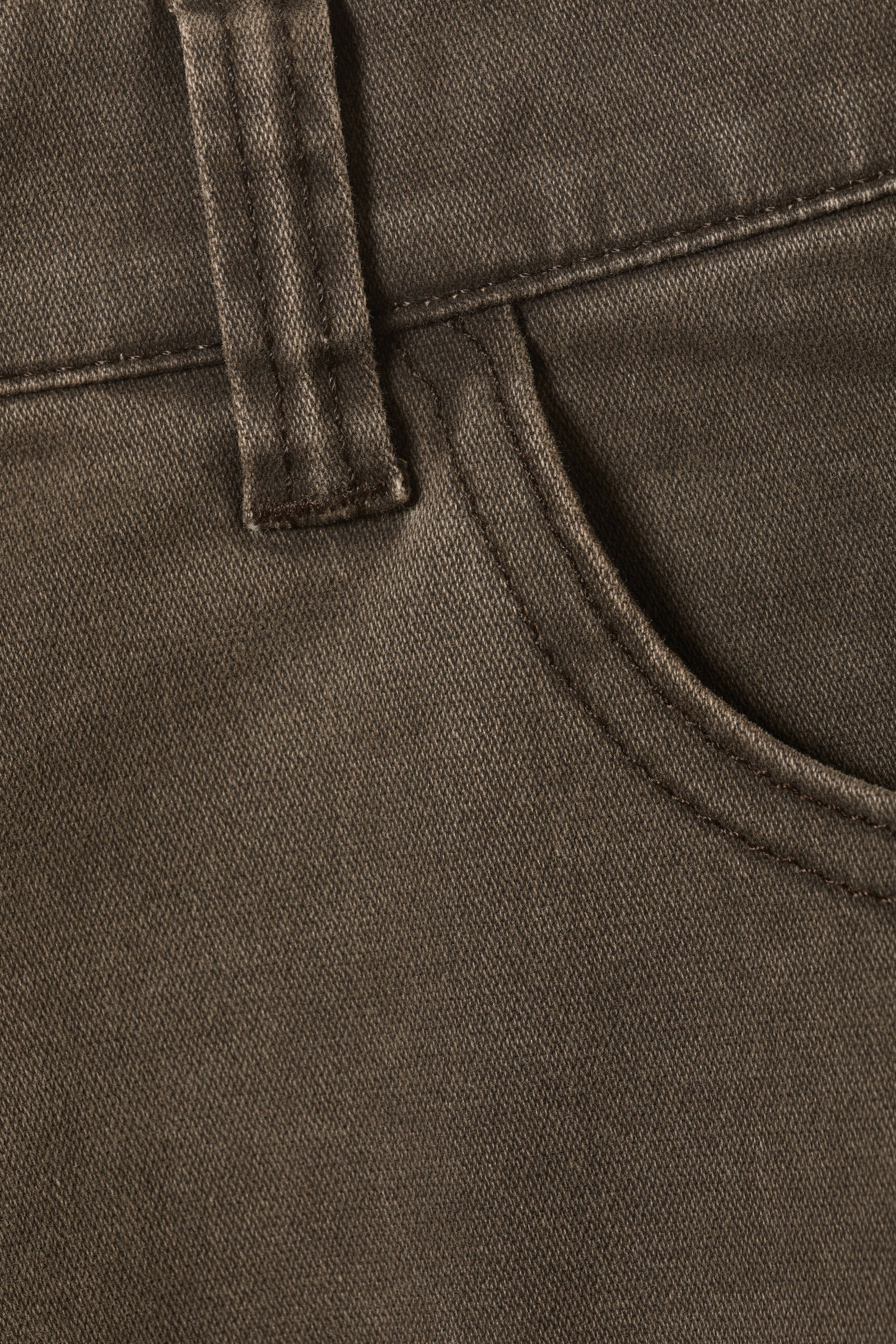 low rise wide leg washed twill trousers - Dark Brown