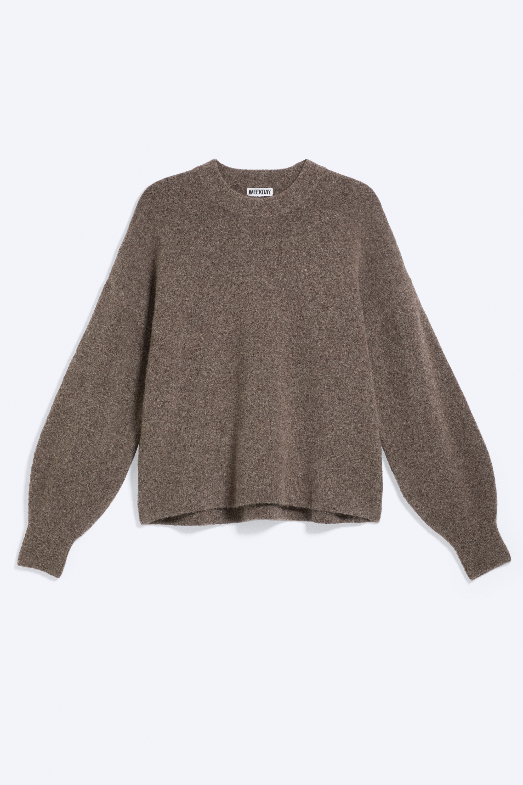 Avslappet genser i ullblanding - Mørk mole/Mørk gråmelert/Stripete svart/beige