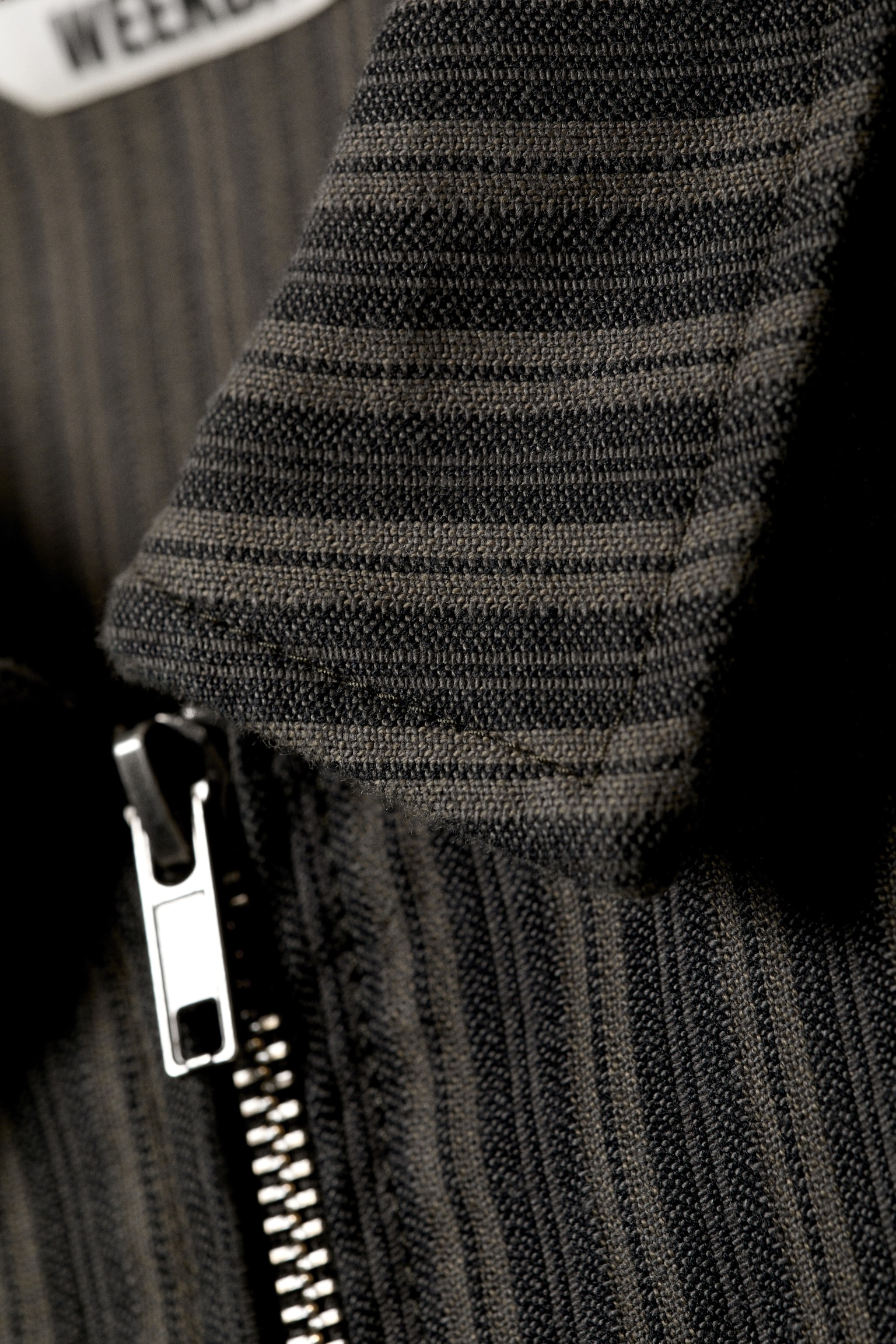 Fitted Corduroy Zip-Up Jacket - Striped Dark Grey/Brown Corduroy - 2