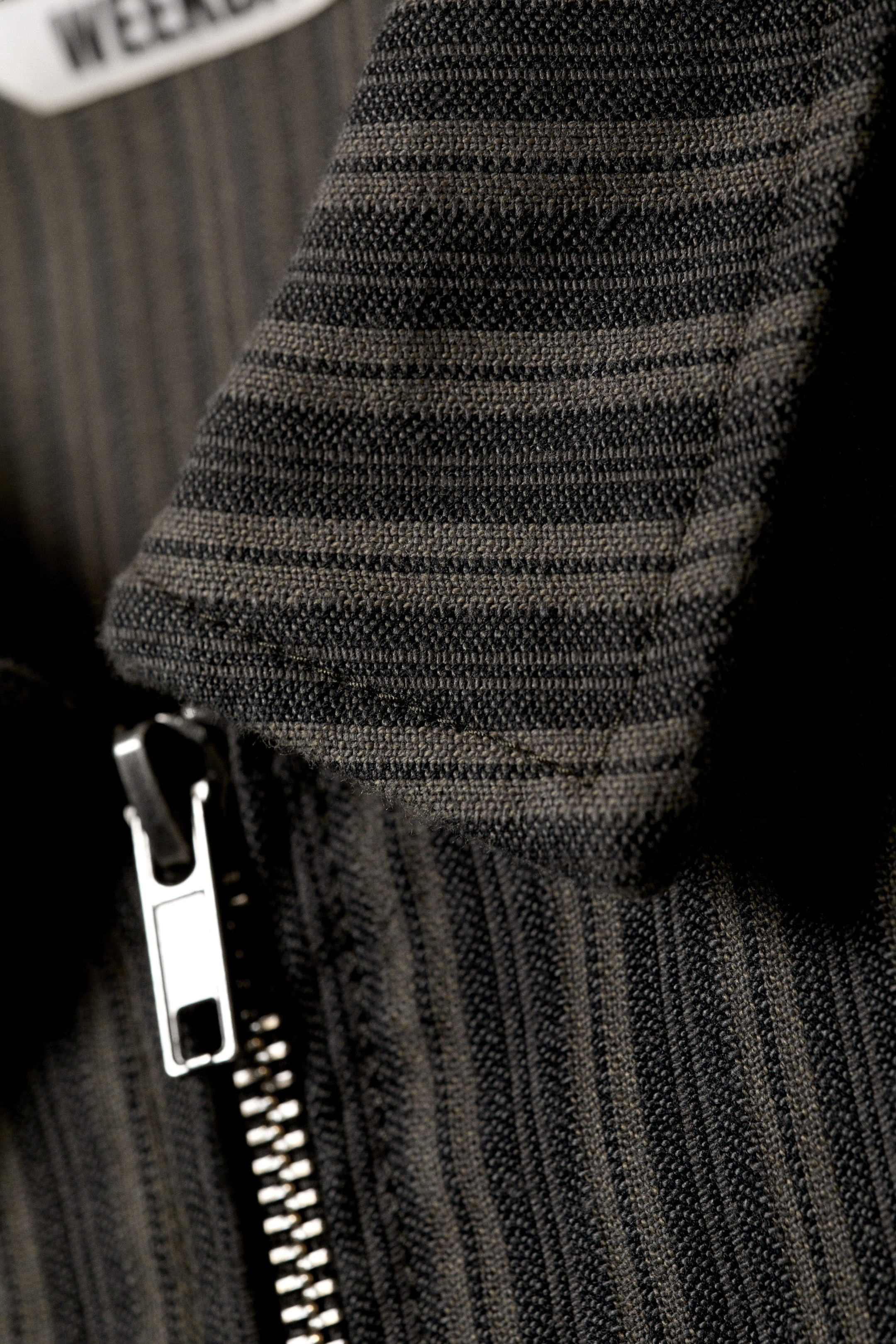 Striped Dark Grey - Fitted Corduroy Zip-Up Jacket - 5