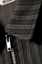 Striped Dark Grey - Fitted Corduroy Zip-Up Jacket - 5