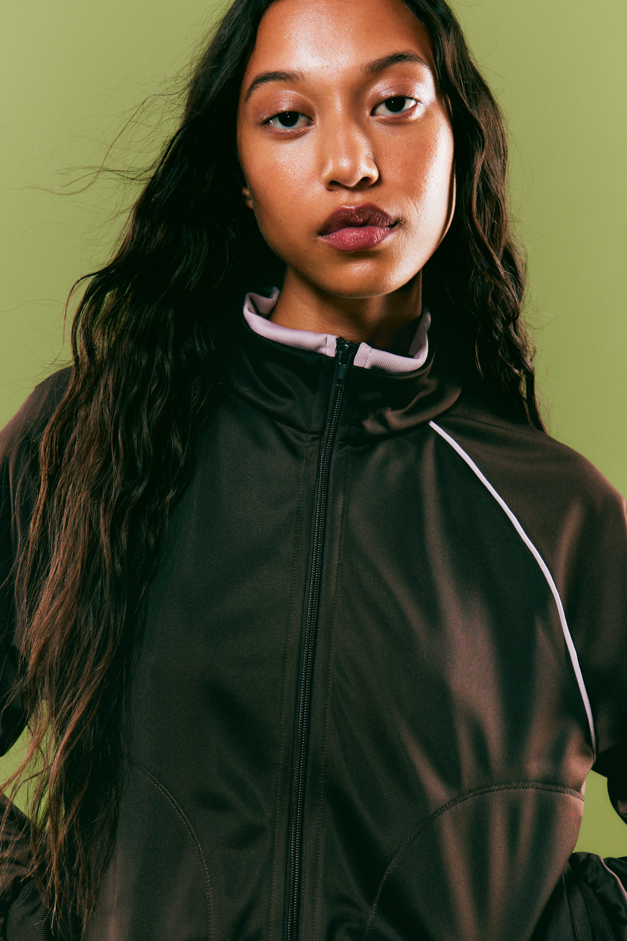 Dunkelbraun - Kontrast-Trainingsjacke - 2