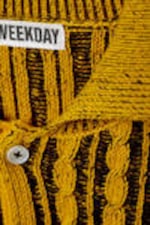 Black & Yellow - Boxy Cable-Knit Polo Sweater - 1
