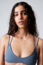 Dusty Blue - Strappy Bikini Top - 1
