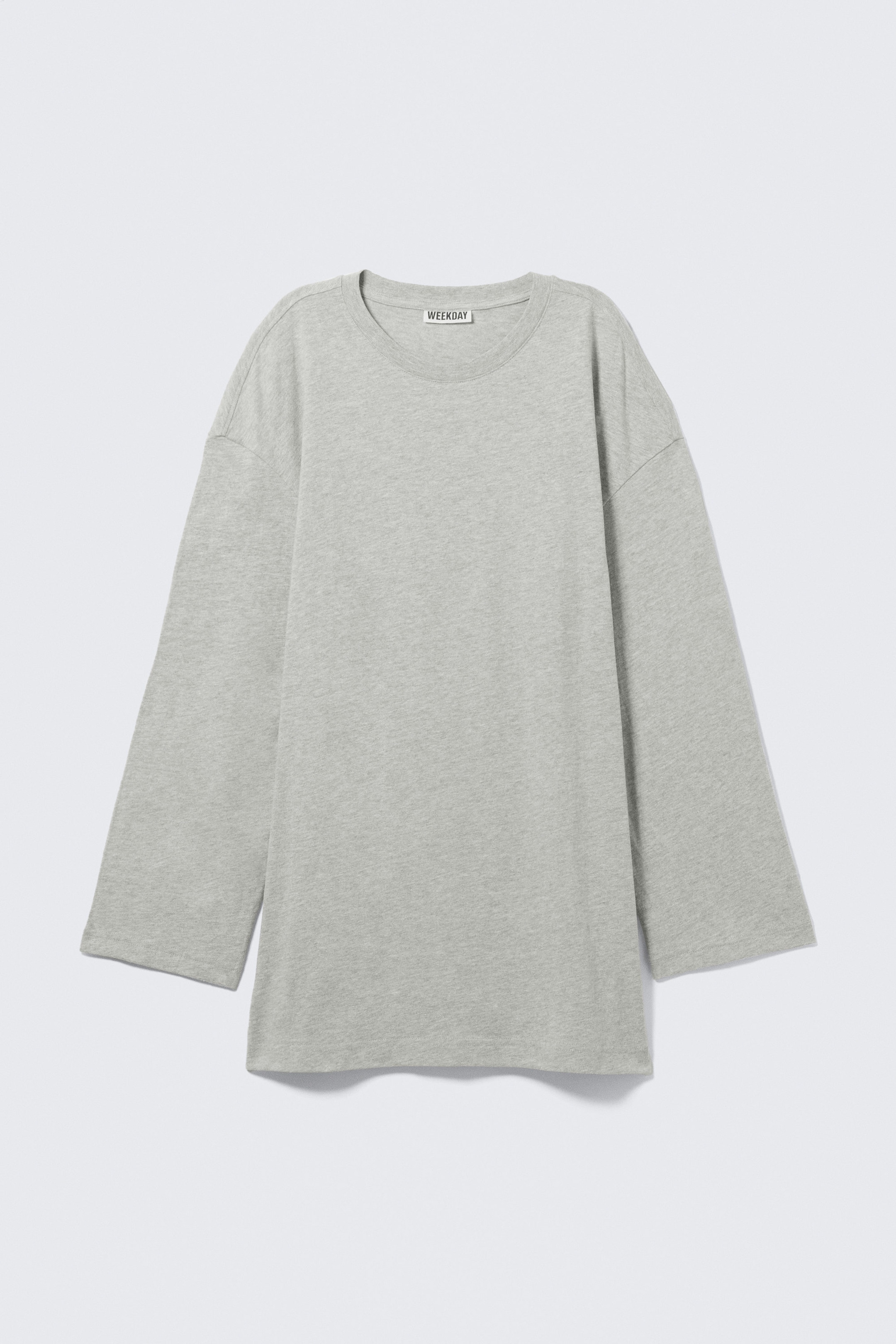 Grey Melange - Oversized Long-Sleeved T-shirt Dress - 3