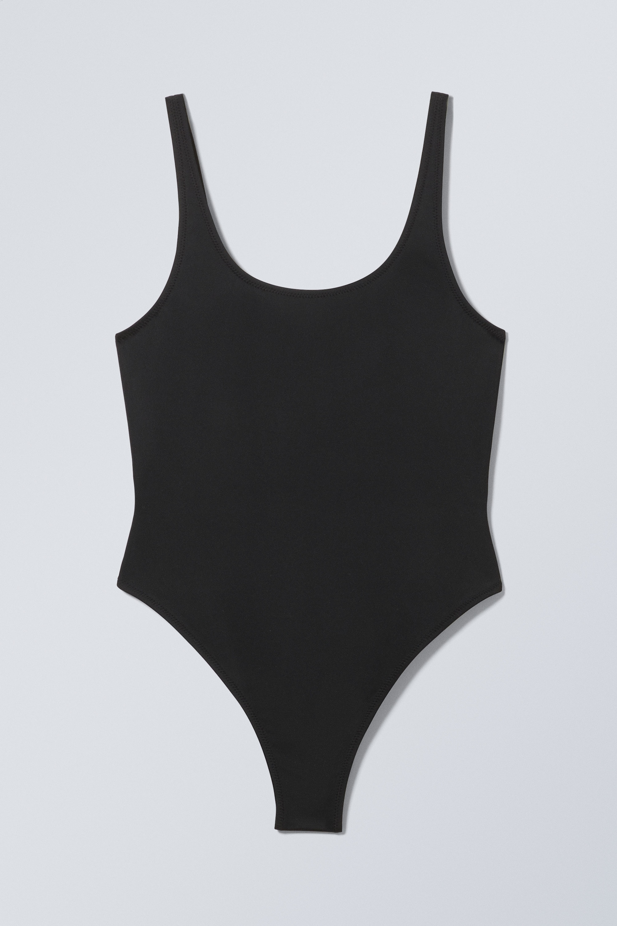 Black - Low Back Scoop Neck Swimsuit - 0