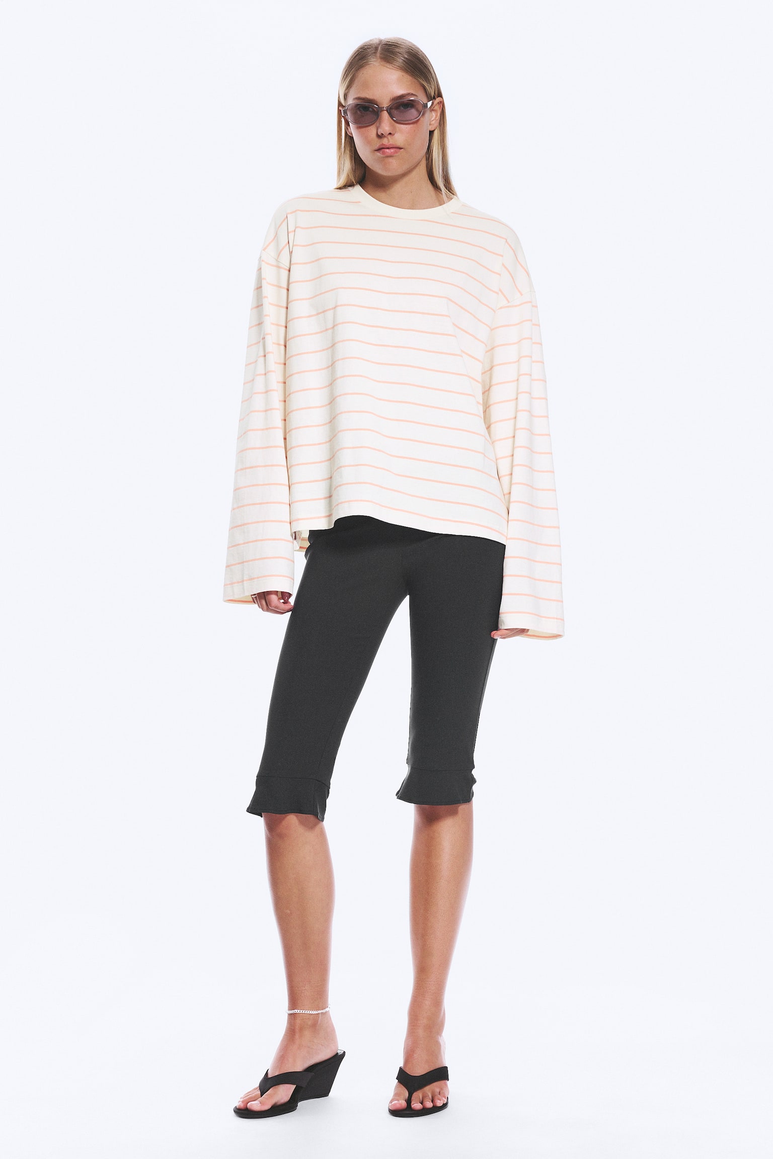 Longsleeve-Shirt aus Baumwolle - Hellbeige - Orange Streifen/Braune & weiße Streifen/Weiß - Pinke/rote Streifen/Staubweiß - Braune Streifen/Blau/braun gestreift - 3