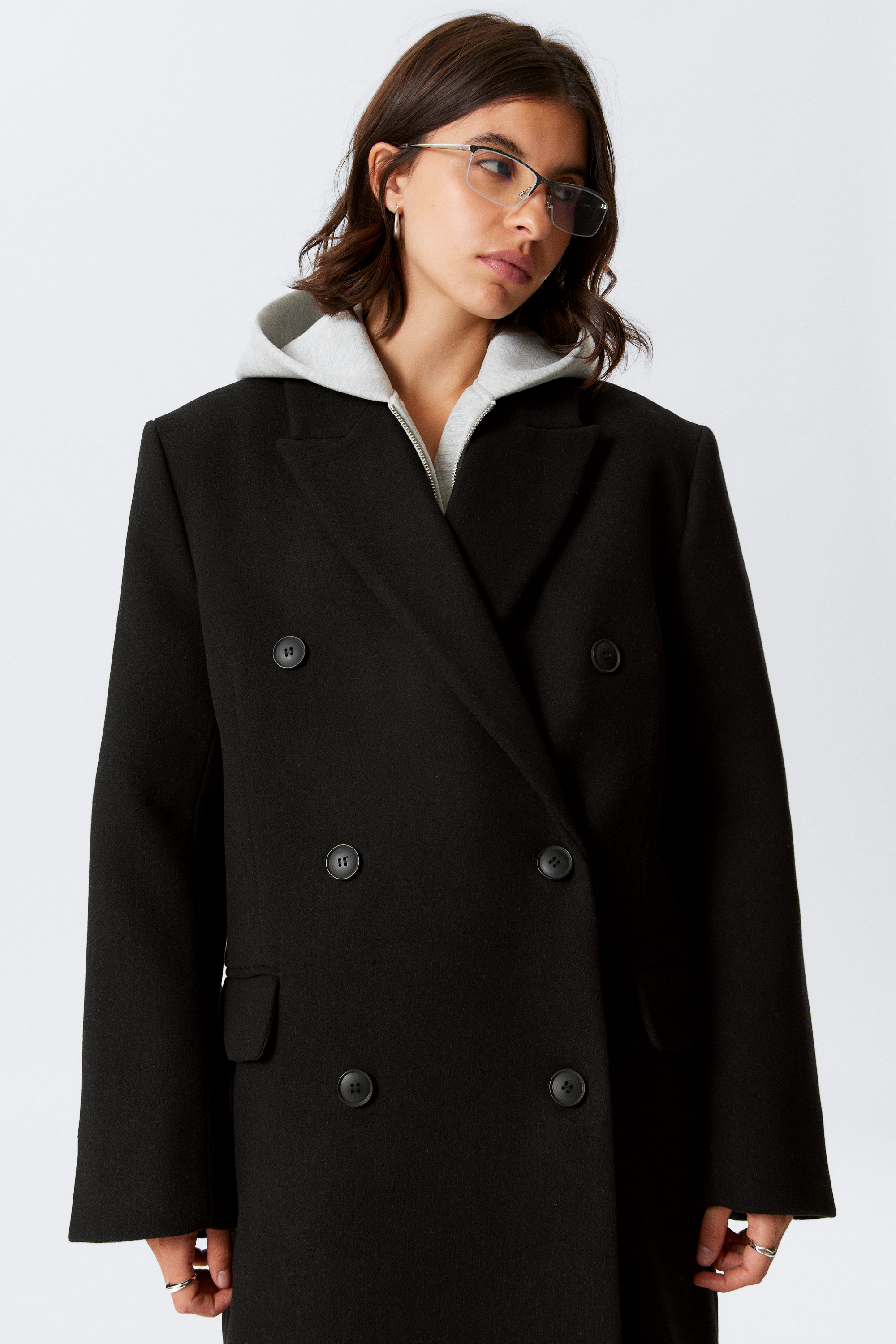Black - Oversized Double-Breasted Wool-Blend Coat - 2