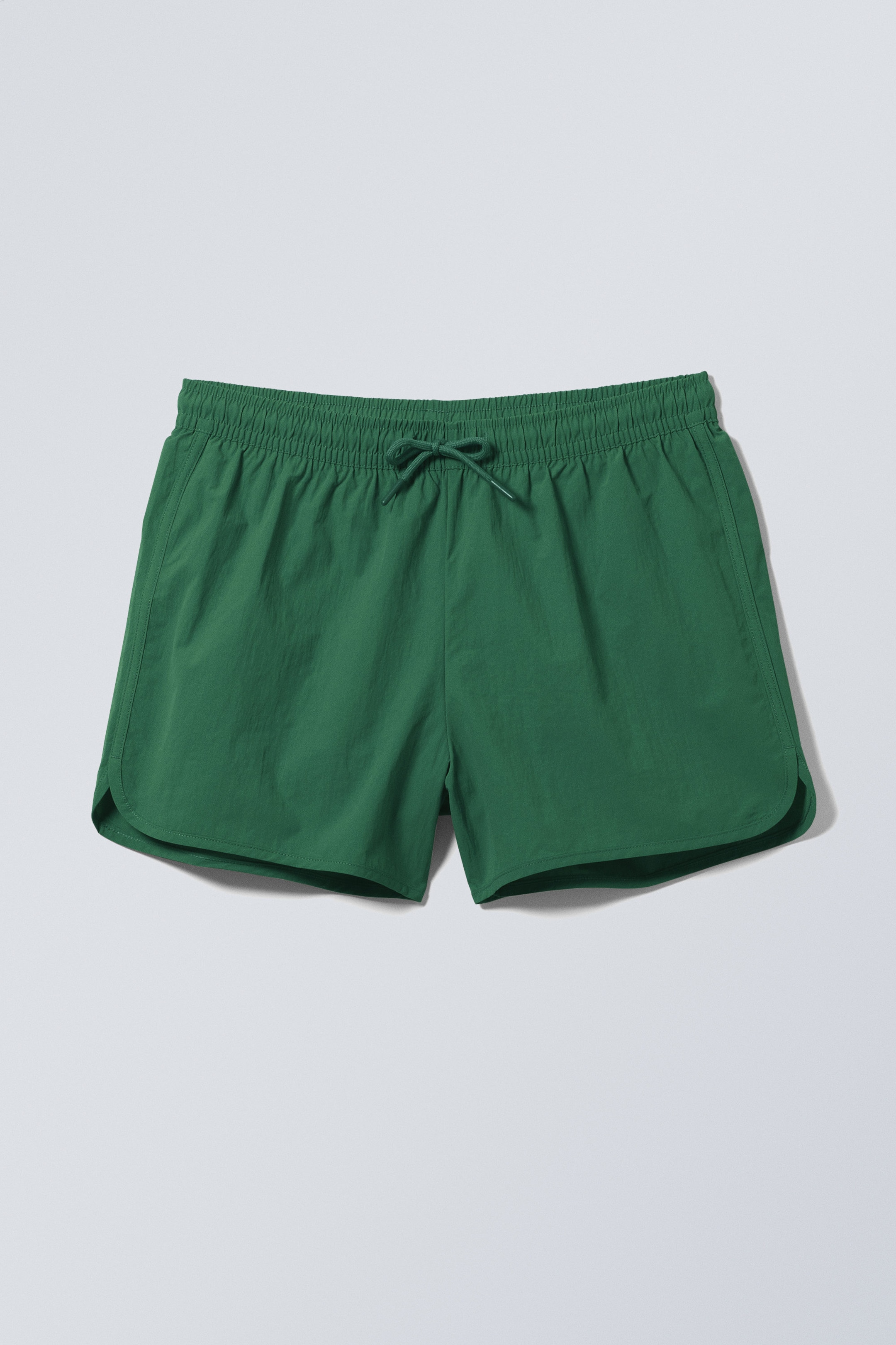 Dark Green - Structured Mid-Thigh Swim Shorts - 1