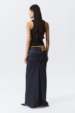 Blue Rinse – Bleu foncé - Jupe longue ajustée en denim taille basse - 3