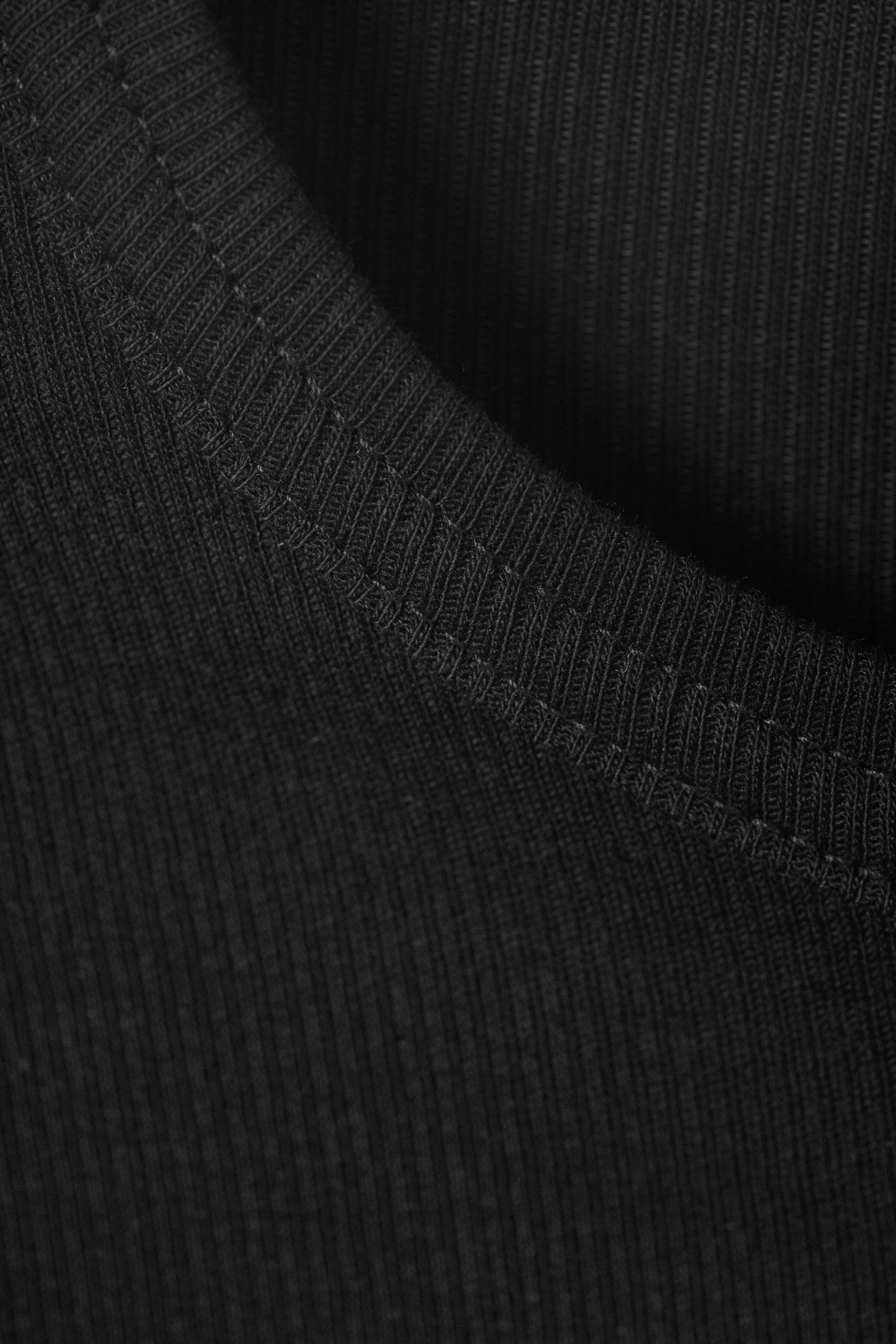 Black - Slim Fit Ribbed Cotton T-shirt - 2