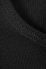 Noir - T-shirt ajusté coton côtelé - 1