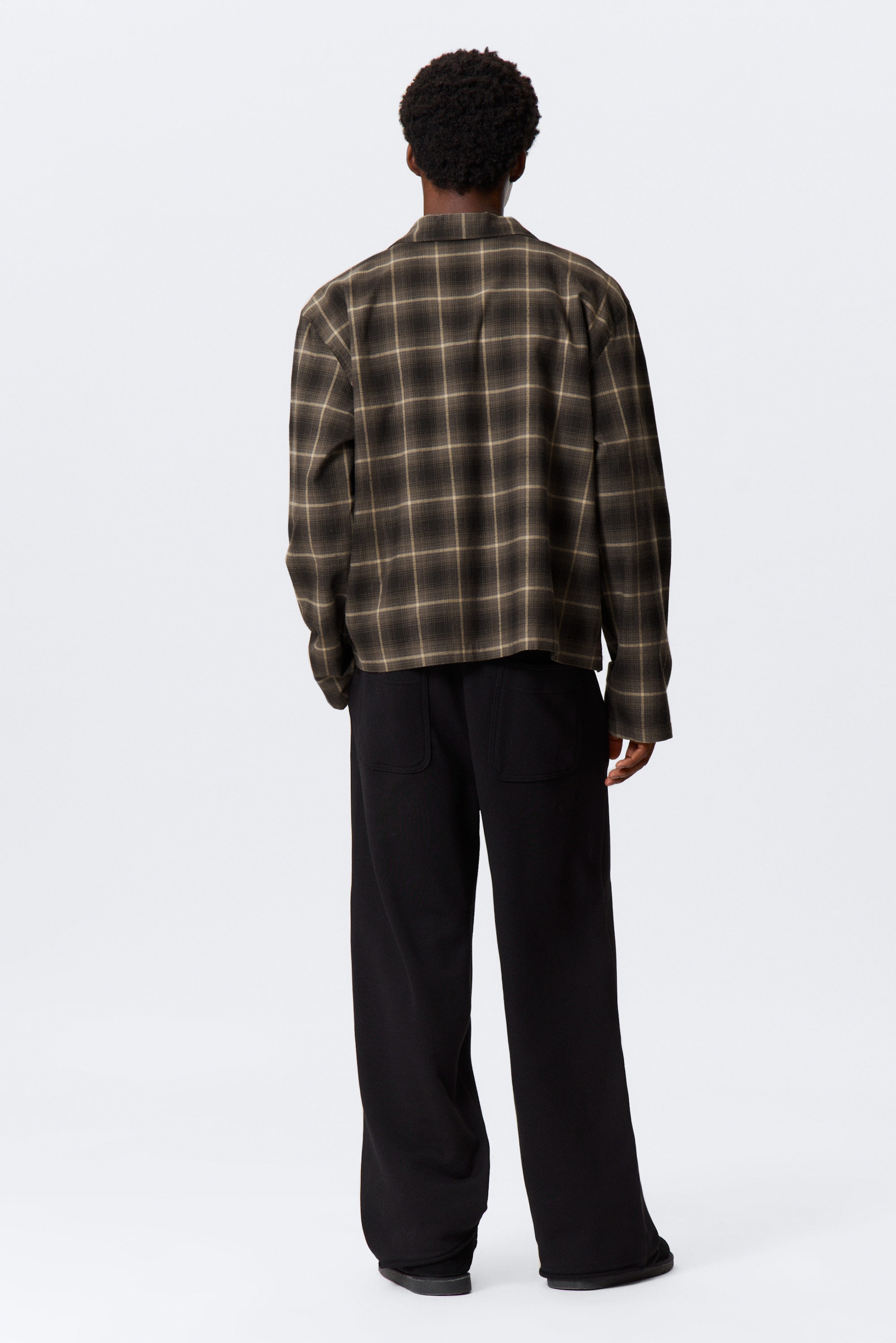 Checked Dark Brown - Relaxed Flannel Pyjama Shirt - 4