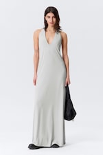 Beige clair - Robe longue dos nu sans manches - 0