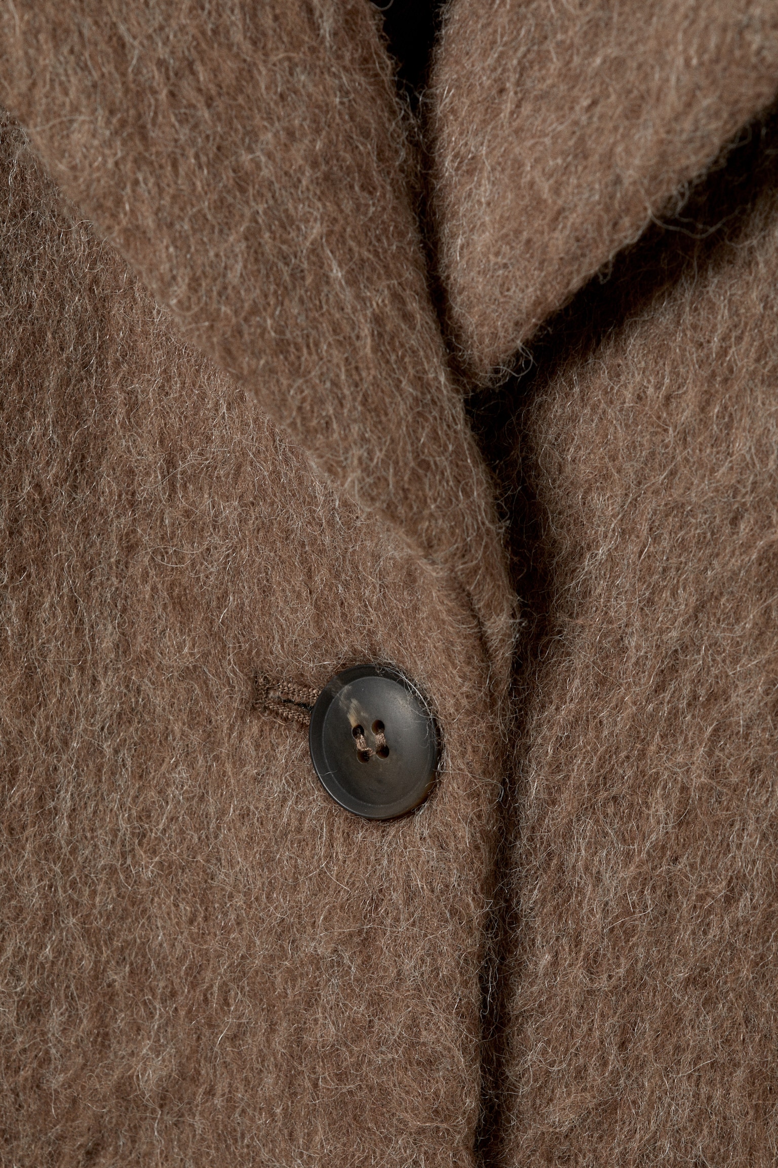 PŁASZCZ OVERSIZE Z WEŁNĄ - Hairy Dark Beige/Kraciasty Ciemnobrązowy/Black Jodełka - 4