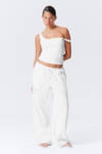 White - Broderie Anglaise Loose Fit Trousers - 0