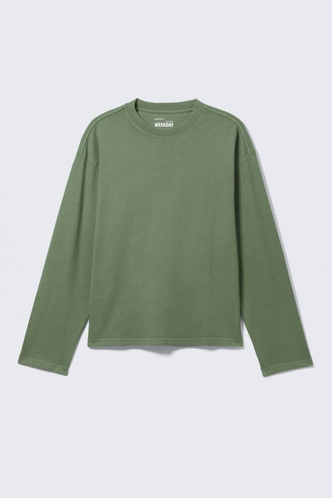 T-shirt a maniche lunghe Loose Boxy - Bianco – Riga verde/Bianco/Bianco e blu navy a righe/Nero/Talpa scuro/Marrone scuro/Verde/bianco a righe/Grigio scuro/Lilla/Nero a righe/Rigato Bianco/Nero/Viola scuro/Righe blu e bianche/Viola Polveroso/Azzurro polvere/Rigato talpa chiaro/Blu navy scuro/Verde scuro/Righe bianche e grigie/Verde scuro/Marrone scuro a righe/Bianco - Marrone a righe - 1