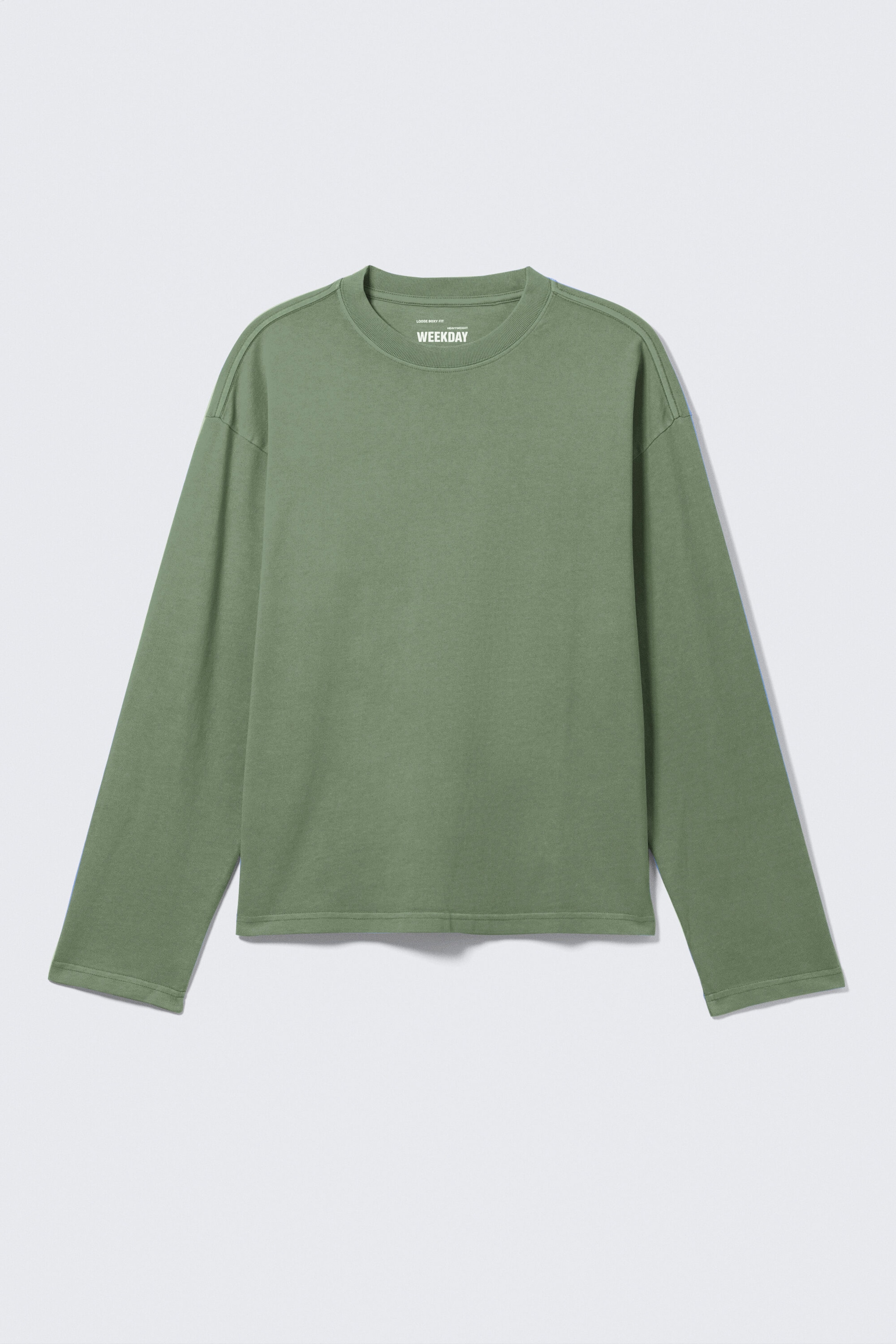 White - Green Stripe - Loose Boxy Long-Sleeved T-shirt - 1