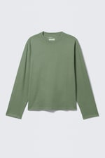 White - Green Stripe - Loose Boxy Long-Sleeved T-shirt - 0
