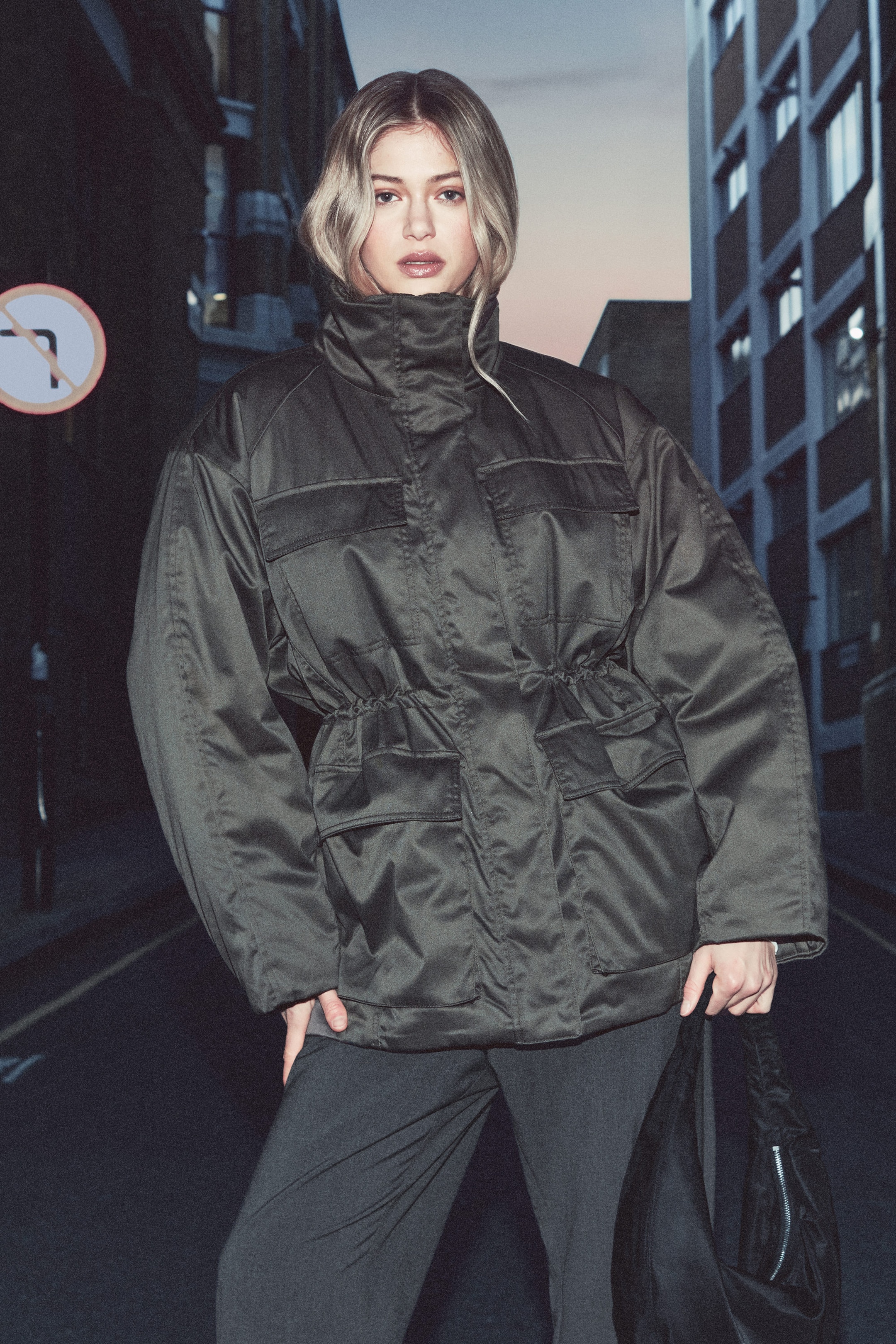 Dark Grey - Oversized Padded Utility Jacket - 4