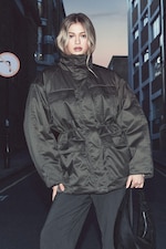 Dark Grey - Oversized Padded Utility Jacket - 4
