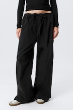 Noir - Pantalon délavé ripstop coupe ample - 1
