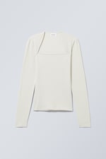 Beige - Esti Square Neck Long Sleeve - 0