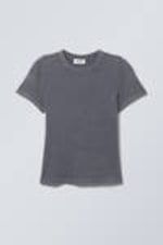 Bleach Washed Dusty Blue - Washed Fitted T-shirt - 0