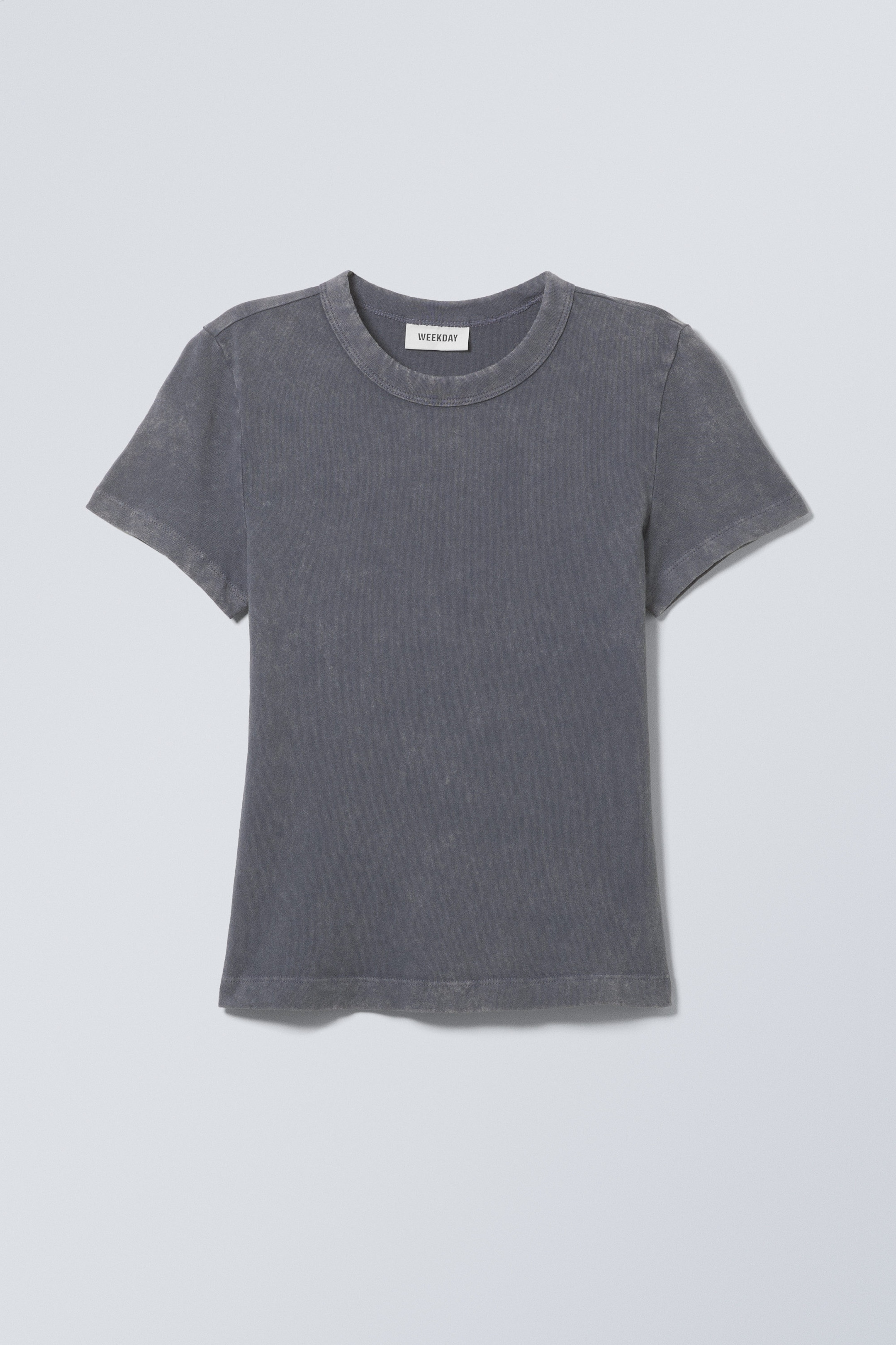 Bleach Washed Dusty Blue - Washed Fitted T-shirt - 0